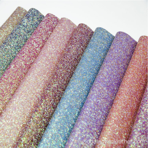 Artificial Synthetic Glitter Leather Glitter vinyl fabric PU leather materials for shoes Factory